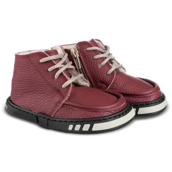 Ghete barefoot copii imblanite piele naturala Magical Shoes grena,rosu