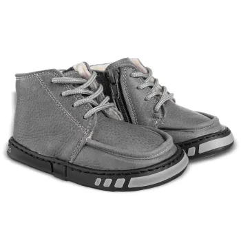 Ghete imblanite copii gri piele naturala blana de oi Magical Shoes barefoot