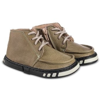 Ghete barefoot copii imblanite piele naturala Magical Shoes kaki verde