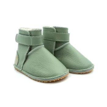 Macco Cizme imblanite bebe verde din piele naturala cu blana de oi