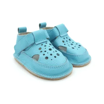 Macco sandale barefoot primii pași bebeluși și copii albastru piele naturală