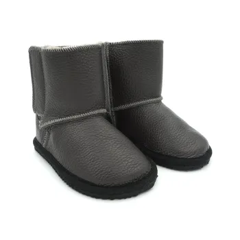 Macco cizme imblanite copii gri cenusiu piele naturala lana barefoot primii pasi