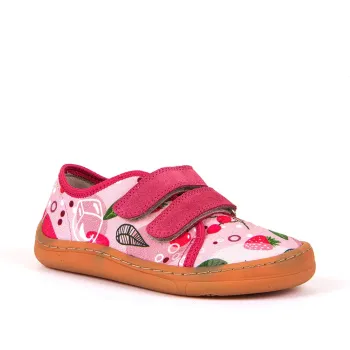 Froddo pantofi barefoot primii pasi fete copii material textil talpa flexibila roz capsuni