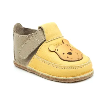 Pantofi primii pasi barefoot, piele naturala, talpa flexibila - Galben, Winnie