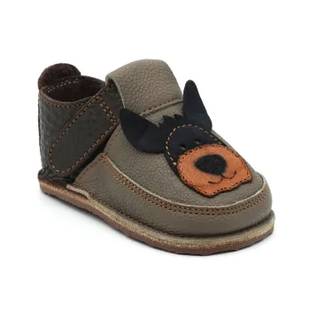 Pantofi primii pasi, barefoot, piele naturala, talpa flexibila - Maro, Catel