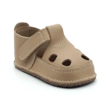 Sandale copii primii pasi, barefoot, piele naturala - Bej