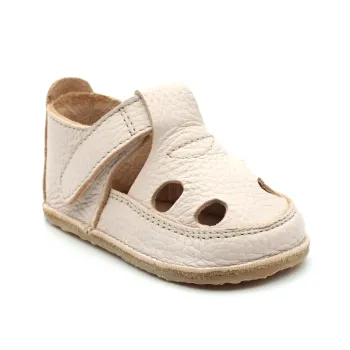 Sandale copii primii pasi, barefoot, piele naturala - Crem