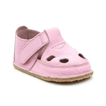 Sandale bebelusi fete primii pasi barefoot piele naturala talpa flexibila roz