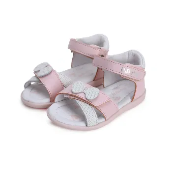 Sandale fete primii pasi piele naturala talpa flexibila DD Step Roz Fundita