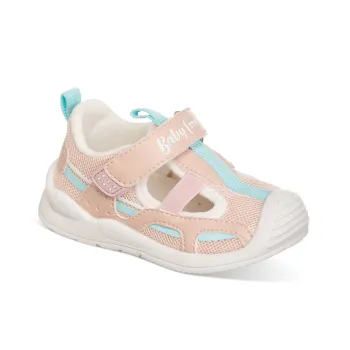 Sandale fete barefoot, primii pasi, tip sport, material textil, roz, Chetto