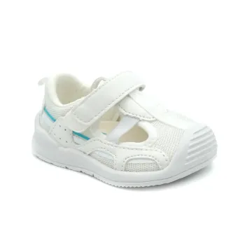 Sandalute copii barefoot, primii pasi, tip sport, material textil, alb, Chetto