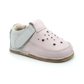 Papucei primii pasi fete barefoot piele naturala talpa flexibila, bubble roz alb