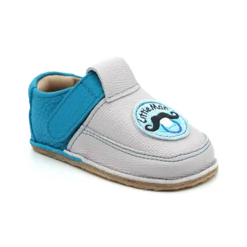 Papucei Primii Pasi Pantofi Barefoot bebe copii baieti albastru gri little man