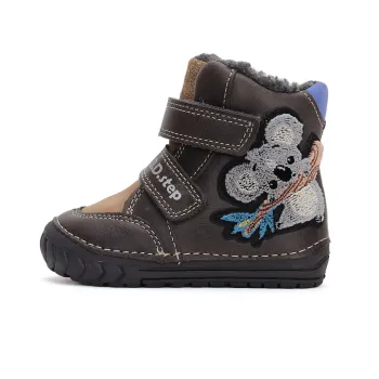 DD Step ghete copii primii pasi baieti fete barefoot imblanite piele naturala talpa flexibila Koala Maro