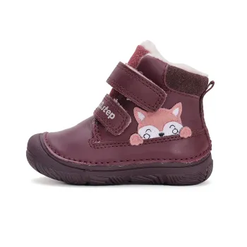 Ghete copii imblanite, barefoot, piele naturala, DD Step, grena, vulpita