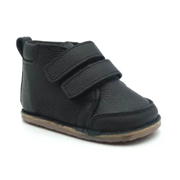 Ghete copii primii pasi imblanite, barefoot, piele naturala, baieti si fete, negru, iarna toamna