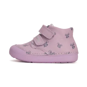 Pantofi fete primii pasi barefoot, lila, iepurasi, DD Step