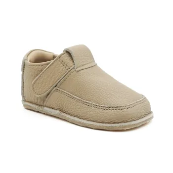 incaltaminte copii, pantofi papucei primii pasi, barefoot, fete si baieti bebelusi, piele naturala, talpa flexibila, bej
