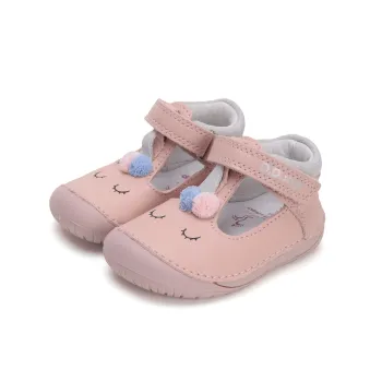 Sandale bebelusi copii fete, primii pasi, barefoot, piele naturala, roz, DD Step