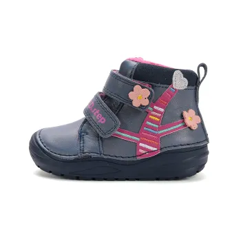 DD Step Ghete primii pasi barefoot, fete, piele naturala, talpa flexibila, gri