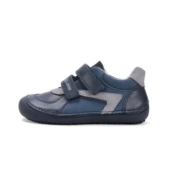 DD Step Pantofi primii pasi barefoot, baieti, piele naturala, talpa flexibila, albastru