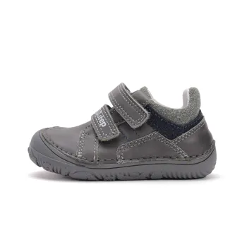 DD Step Pantofi primii pasi barefoot, baieti, piele naturala, talpa flexibila, gri kaki