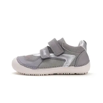 Pantofi fete barefoot, piele naturala, Gri sidefat, DD Step