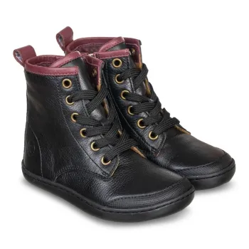 Cizme captusite fete, barefoot piele naturala, Negru Grena, Chetto
