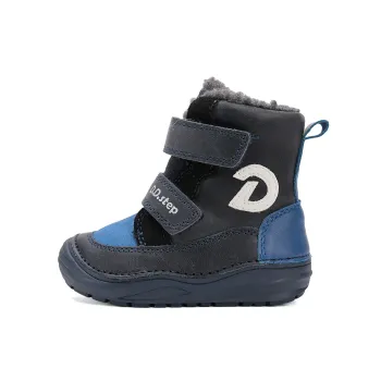 Ghete baieti, barefoot, piele naturala, imblanite, DD Step, albastru deschis