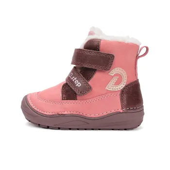 Ghete imblanite fete, barefoot, piele naturala, primii pasi, DD Step, Roz
