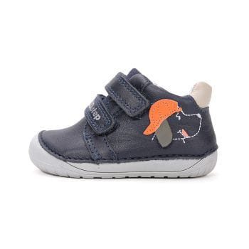 Pantofi DD Step baieti, barefoot, primii pasi, talpa flexibila, piele naturala, Albastru Catel