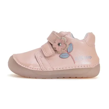 Pantofi DD Step fete, barefoot, primii pasi, talpa flexibila, piele naturala, Roz Pal Floare