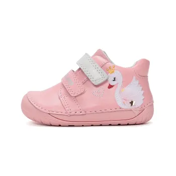 Pantofi DD Step fete, barefoot, primii pasi, talpa flexibila, piele naturala, Roz Lebada