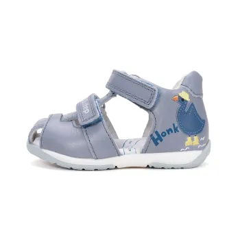 Sandale DD Step baieti, primii pasi, talpa flexibila, calcai intarit, varf protejat, suport plantar, gri