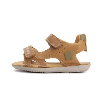 Sandale copii, piele naturala, inchidere velcro, maro, DD Step