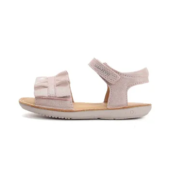Sandale fete, piele naturala, inchidere velcro, roz pudrat, DD Step