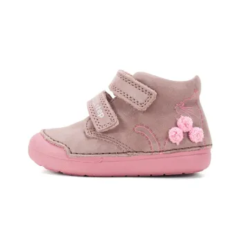 Pantofi DD Step fete, primii pasi, talpa flexibila, piele naturala, maro, pisica